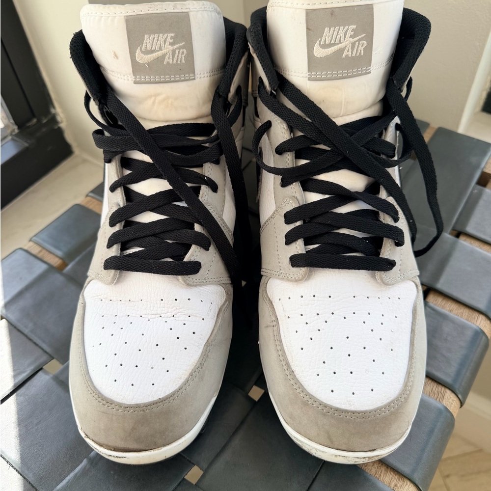 Nike Air Jordan 1 Retro Men's Baseball Molded Cleats-white/gray/black - Size 10